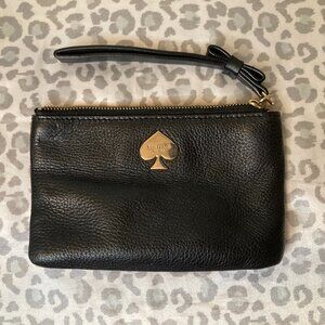 Kate Spade Leroy Street Bacchus Leather Wristlet - Black With Gold Hardware